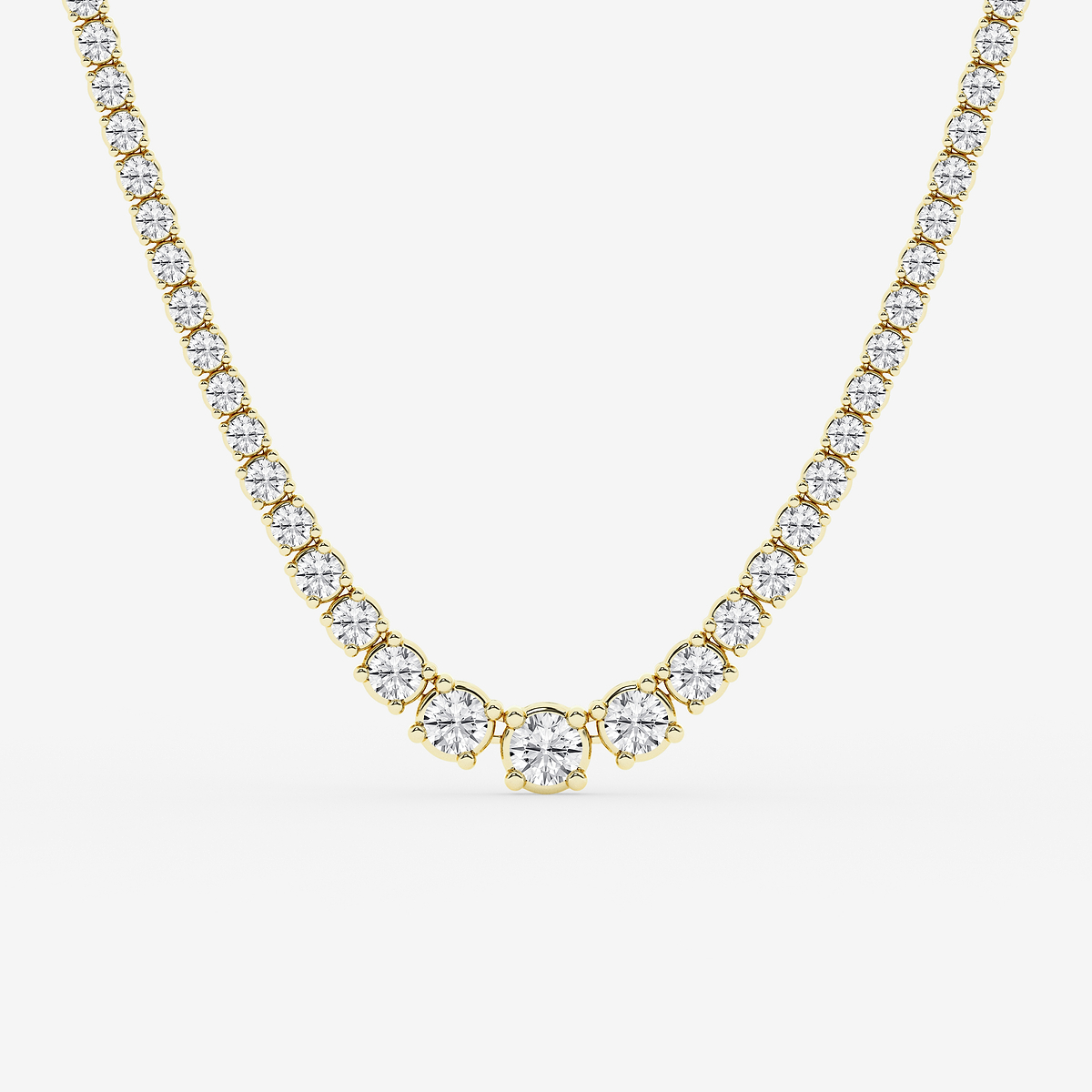 15 ctw Round Lab Grown Diamond Four Prong Graduated Tennis Necklace